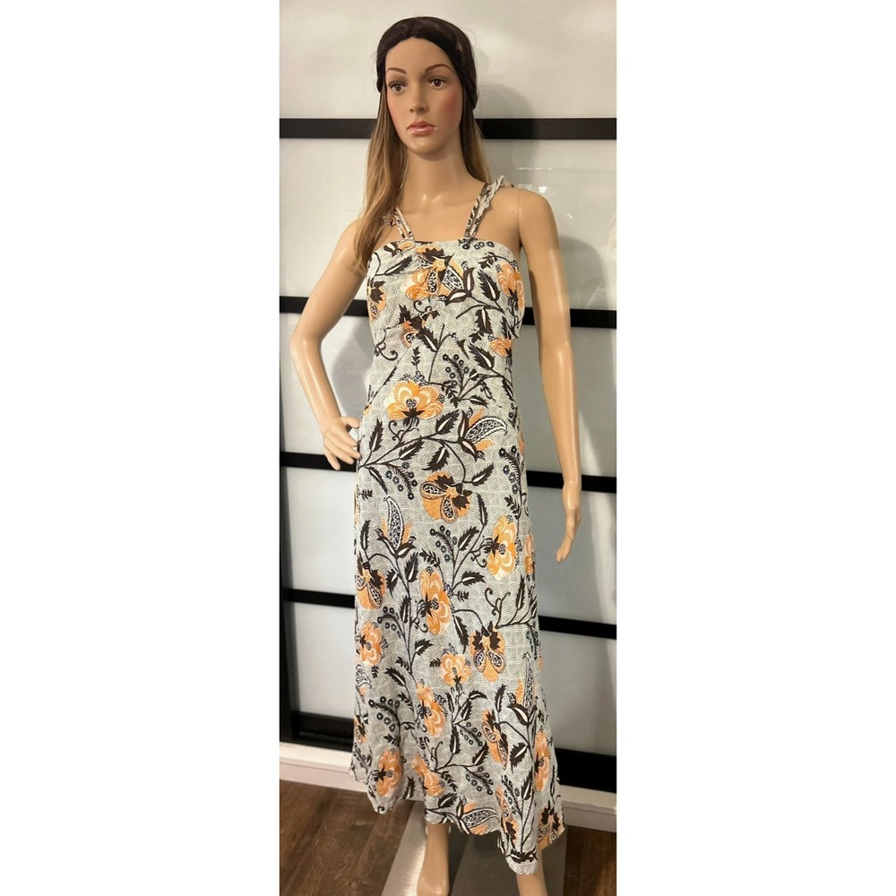 By Anthropologie Maxi Dress‎ Zip Up Back Multi Color Size 12 Excellent Condition